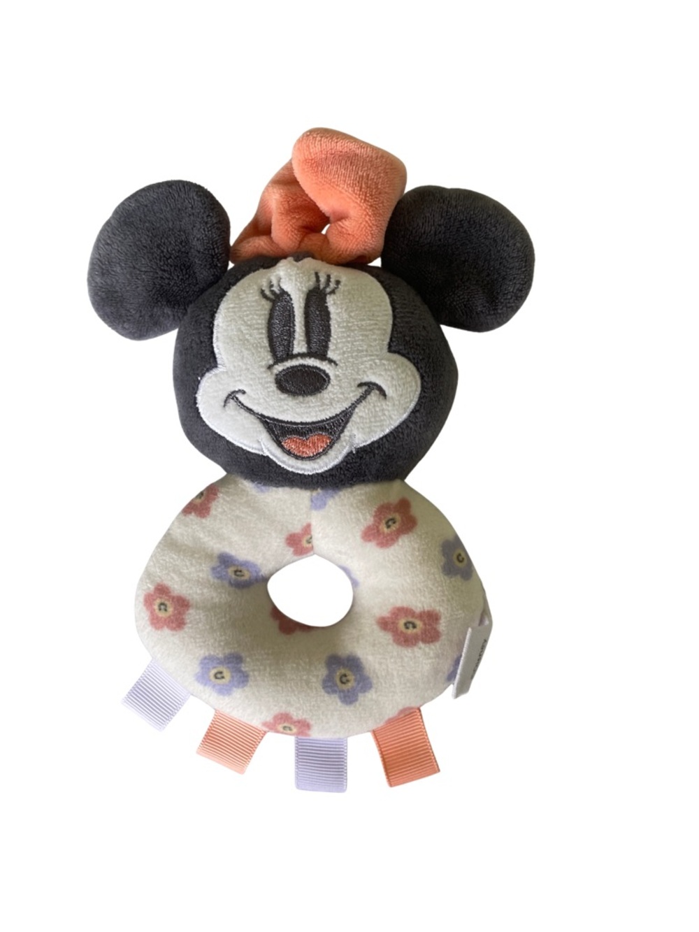 Disney Minnie Mouse Floral Ring Plush Rattle - Black, Cream & Pink